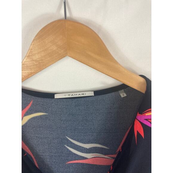 T Tahari Sleeveless Floral Wrap Front Dress 14 - Picture 2 of 4